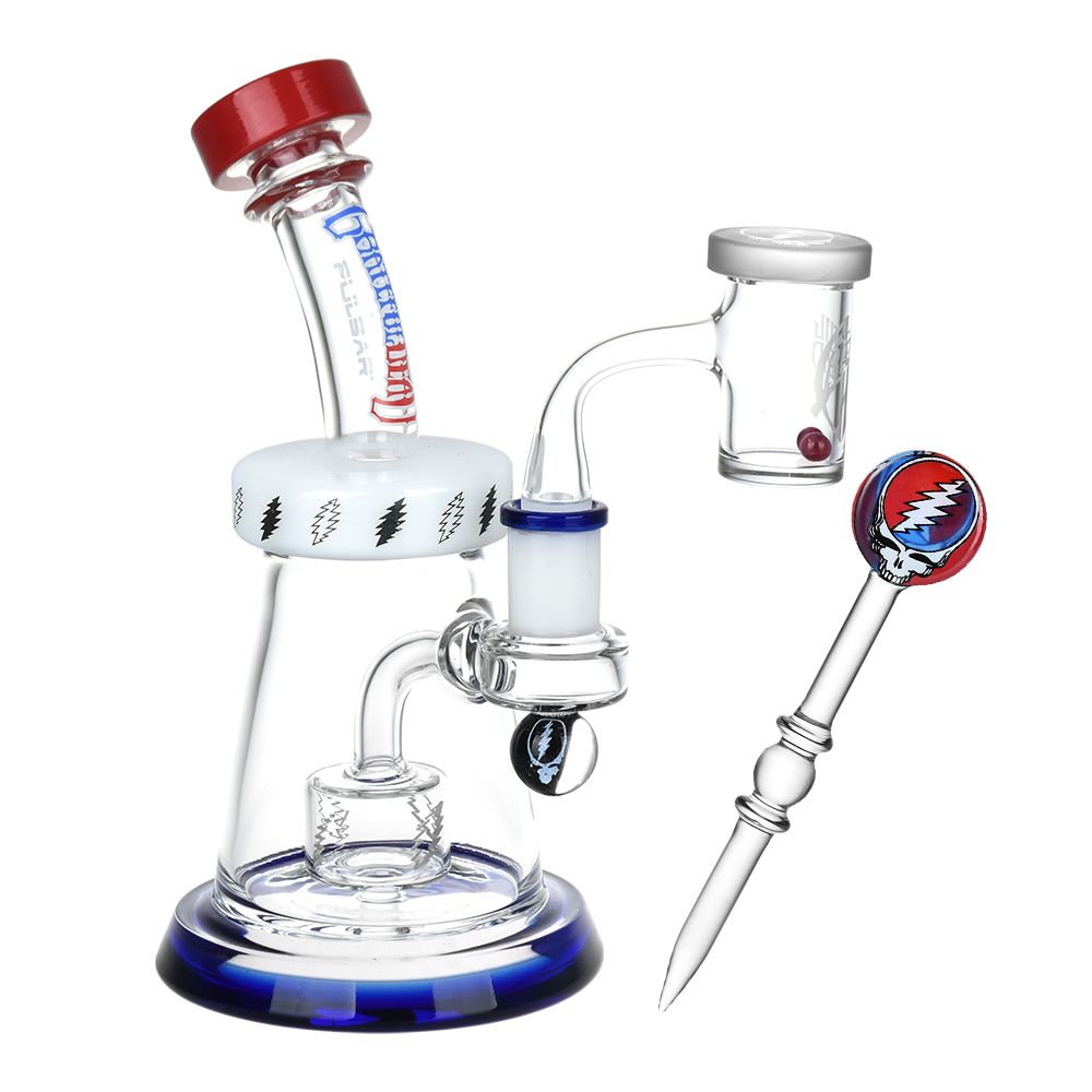 Grateful Dead x Pulsar Lightning Bell Dab Rig Set - 7.5" / 14mm F - Discreet Smoker