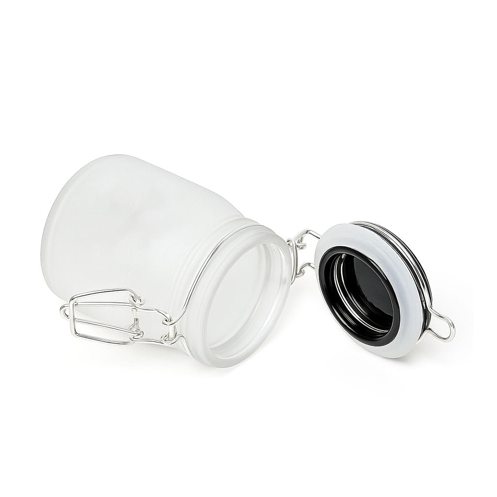 FLYING HI TONIGHT FROSTED GLASS STASH JAR WITH CLAMP LID - Discreet Smoker