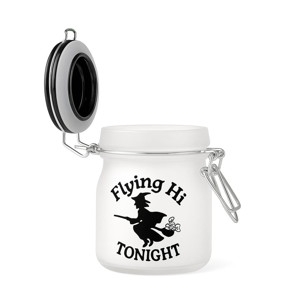 FLYING HI TONIGHT FROSTED GLASS STASH JAR WITH CLAMP LID - Discreet Smoker