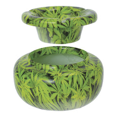 Fujima Moroccan Ceramic Ashtray - Green Leaves / 5" - Discreet Smoker