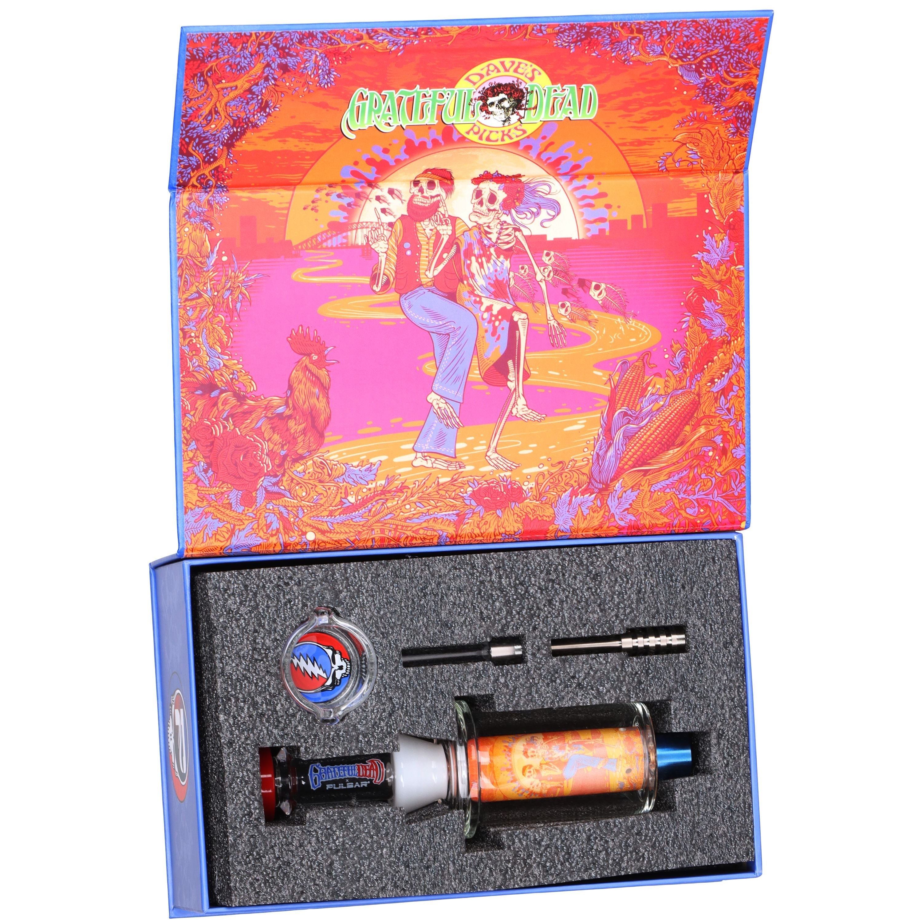 Grateful Dead x Pulsar Inside Print Vapor Vessel & SYF Dab Dish - 9.25" / Sunset Dance - Discreet Smoker