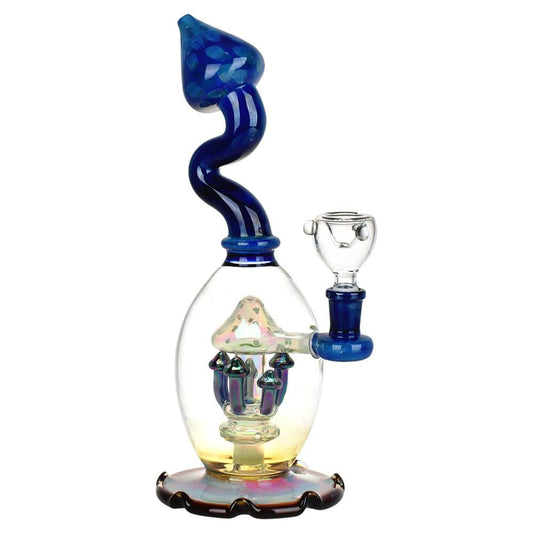 Mushroom Magic Glass Water Pipe - 11" / 14mm F - Discreet Smoker