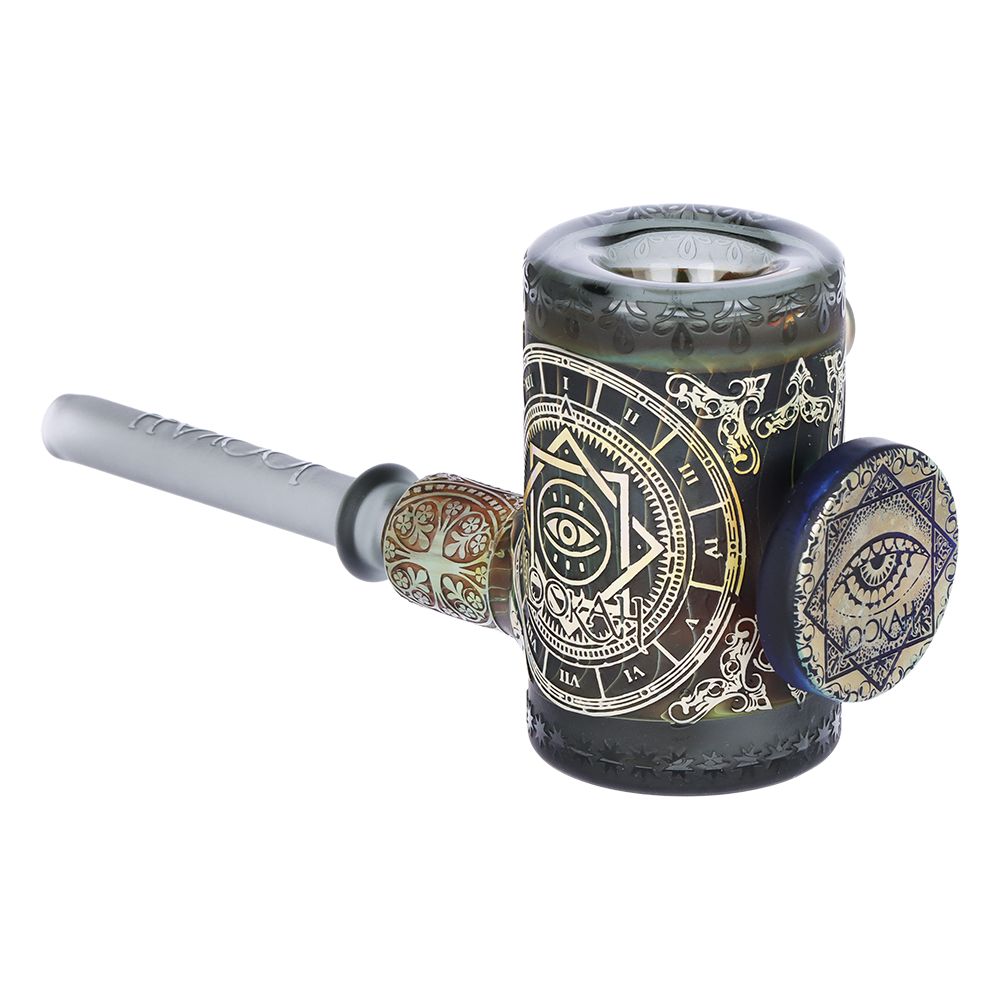 Lookah Glass Sacred Eye Black Etched Hammer Glass Hand Pipe - 7" - Discreet Smoker
