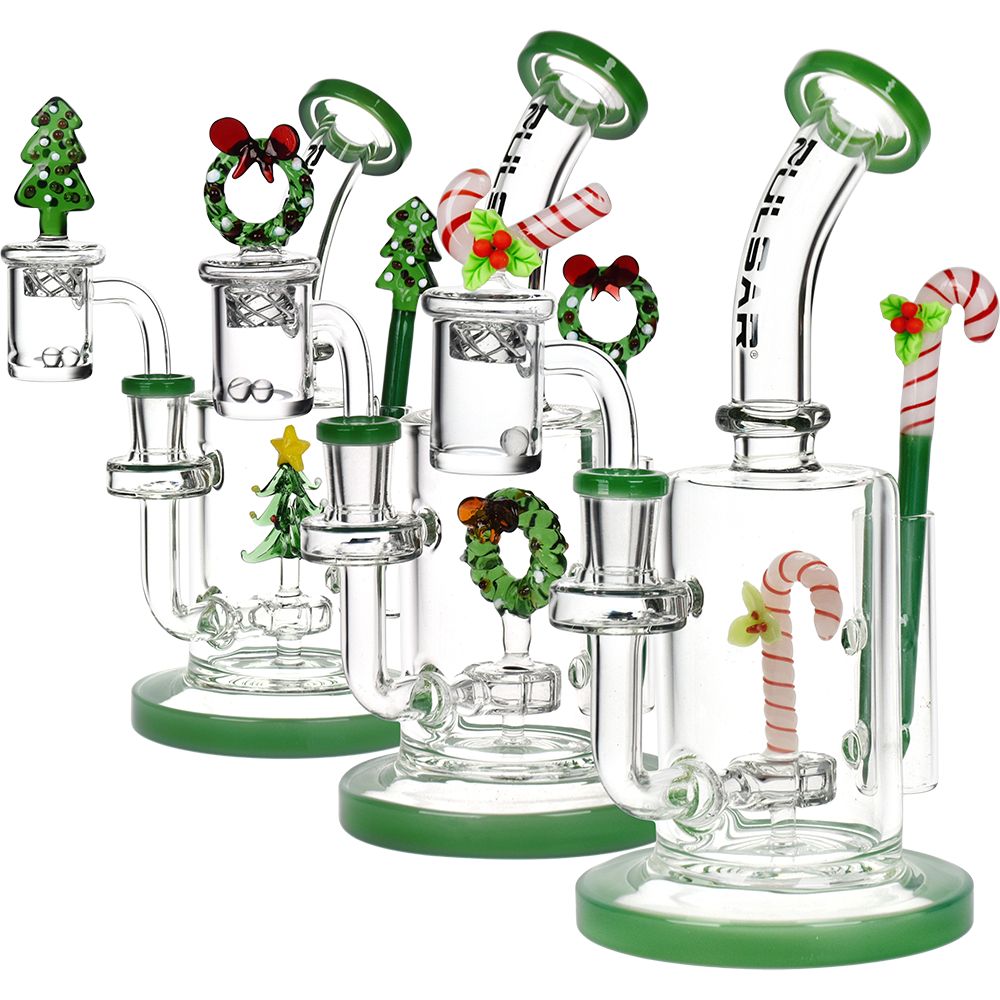 Pulsar Holidaze Series Glass Dab Rig Set | 8.25" | 14mm F - Discreet Smoker