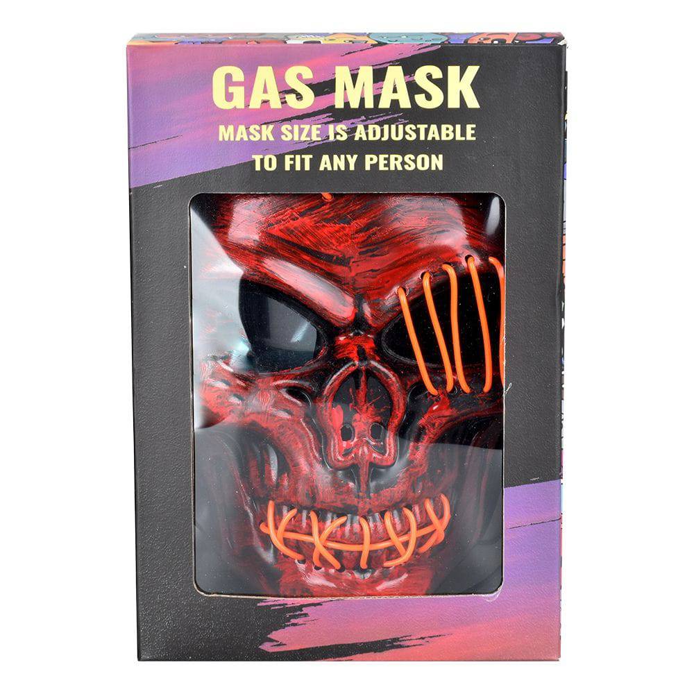 Scary Skull Light Up Gas Mask & Acrylic Water Pipe - 8" - Discreet Smoker