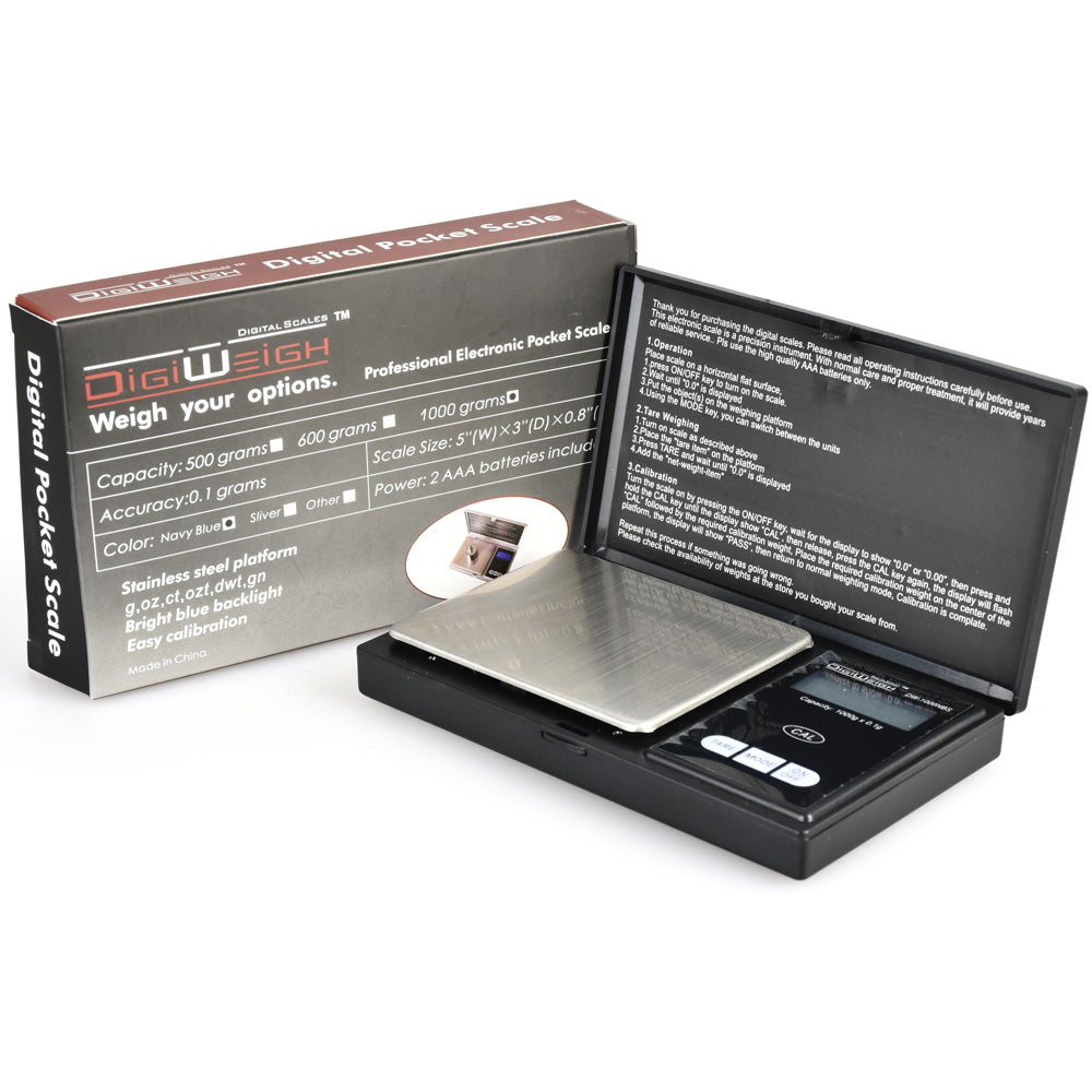 DigiWeigh Notebook Digital Pocket Scale | 1000g x 0.1g - Discreet Smoker