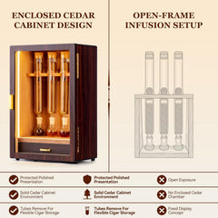 Cigar Flavoring Humidor, 4-Count, Spanish Cedar and Glass Tube Gift