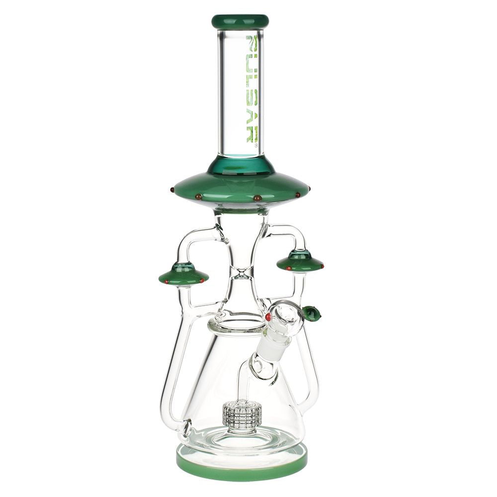 Pulsar Far-Out Visitors Recycler Glass Water Pipe | 17.25" | 19mm F - Discreet Smoker