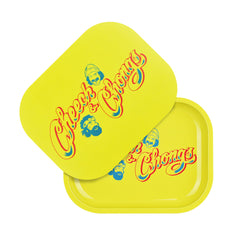 Cheech & Chong's x Pulsar Mini Metal Rolling Tray w/ Lid - Yellow Logo / 7"x5.5" - Discreet Smoker