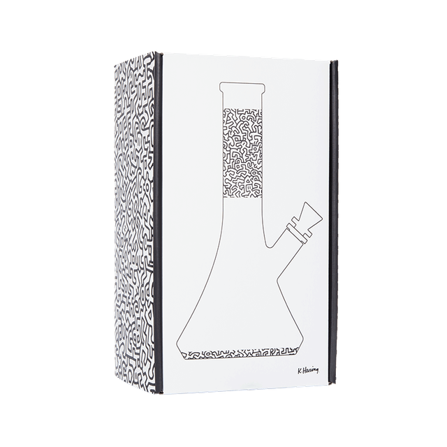 K. Haring Glass Beaker Water Pipe, white