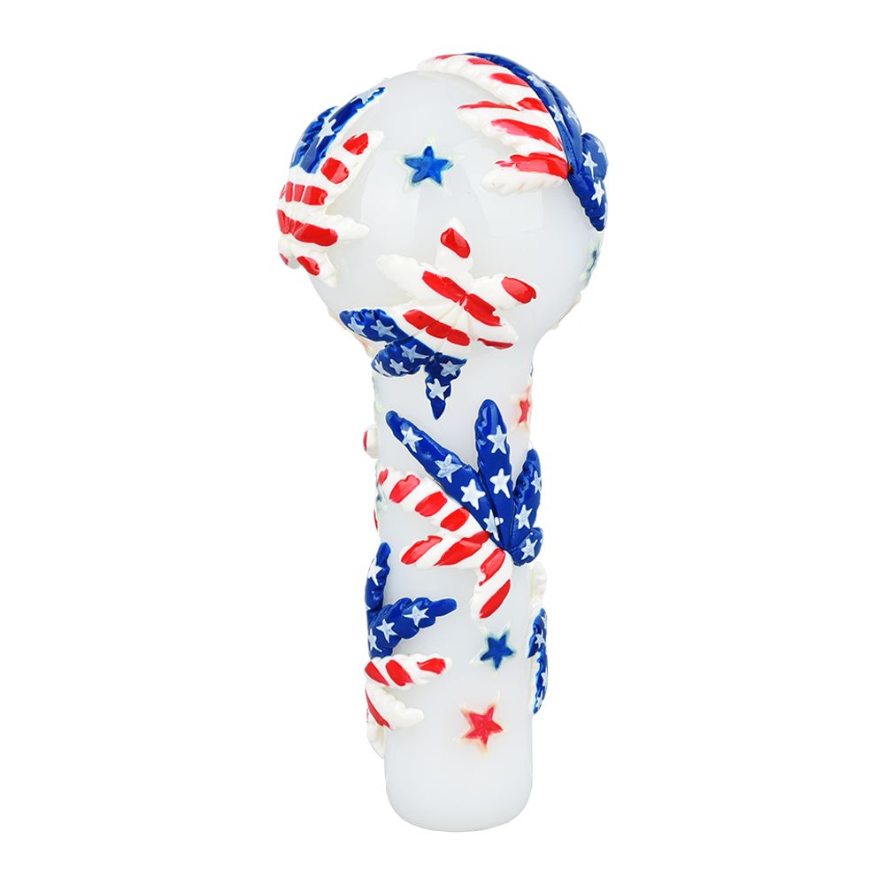 Patriot Leaf Glow In The Dark Glass Spoon Pipe - 5"