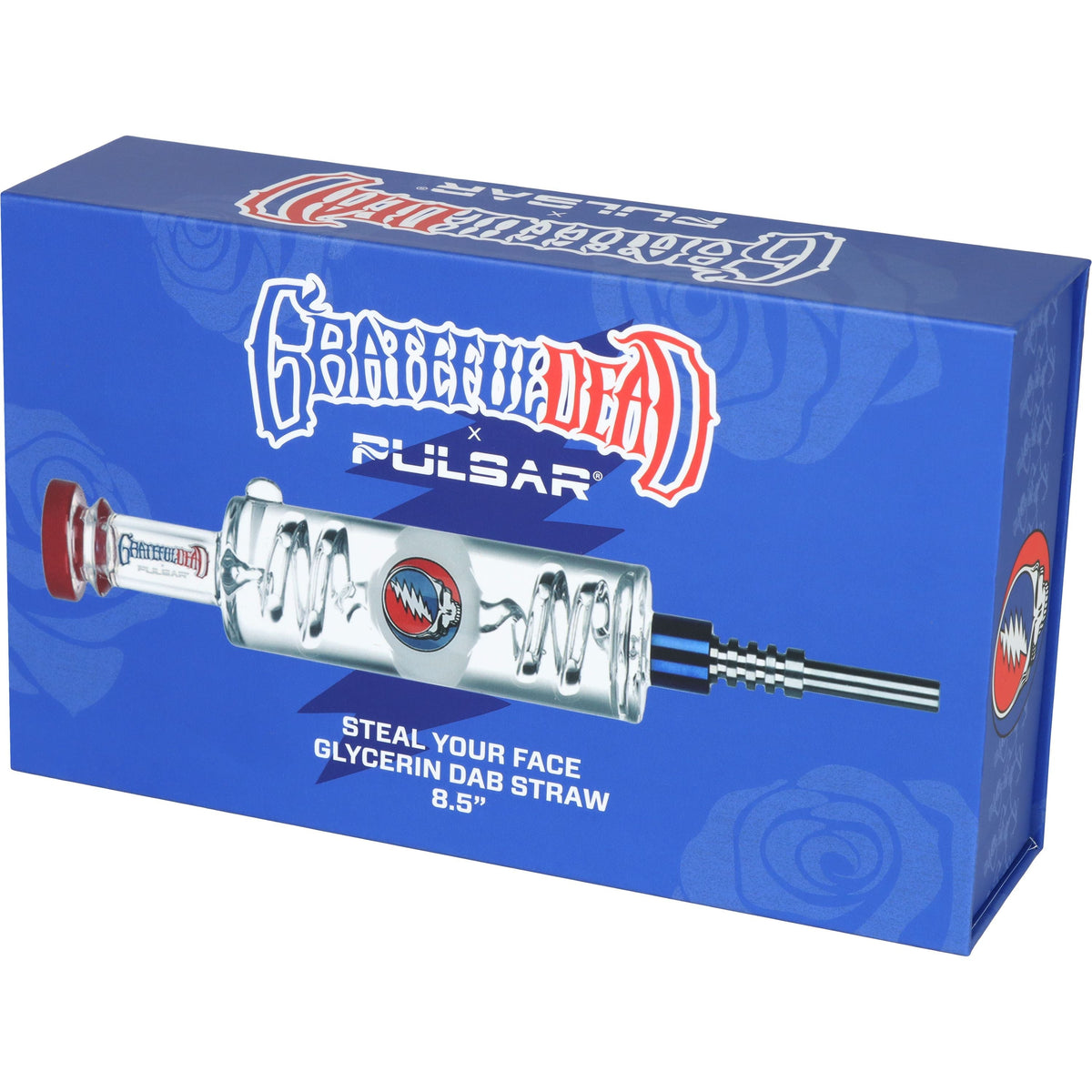 Grateful Dead x Pulsar Steal Your Face Glycerin Glass Dab Straw - 8.5" - Discreet Smoker