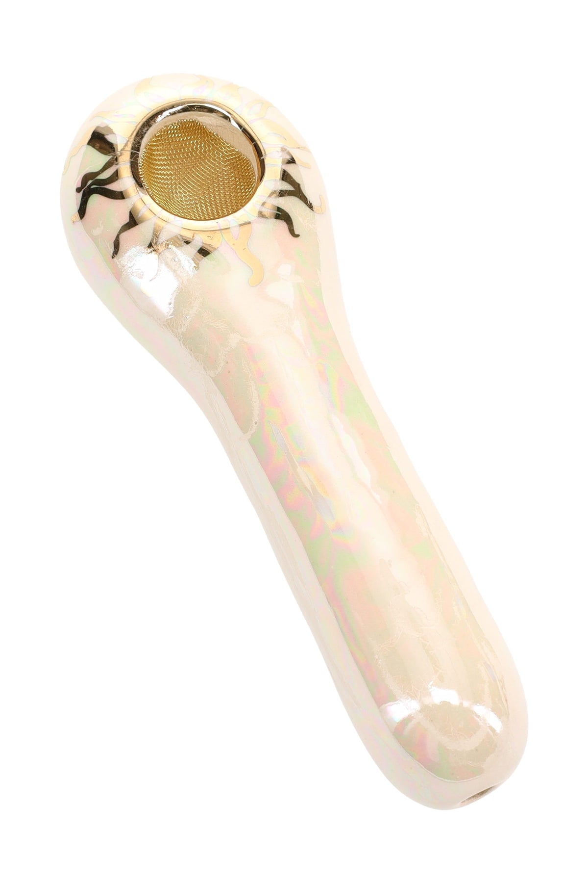 Ancient Creations Ceramics 4″ Ceramic Spoon Hand Pipe – Brass Screen – US-Made - Discreet Smoker