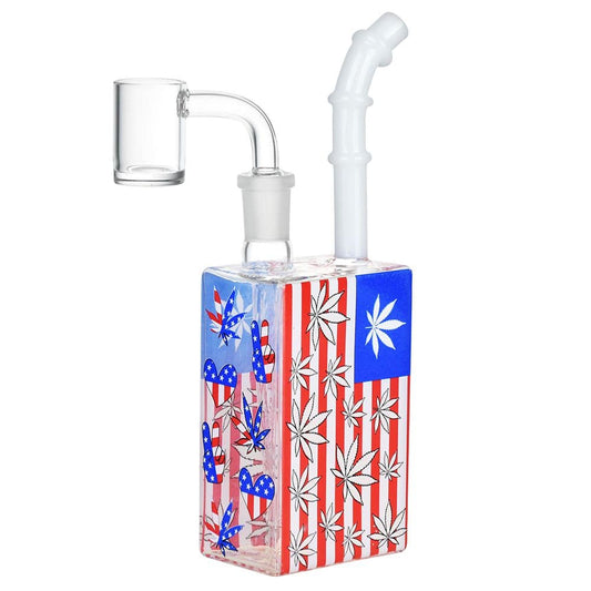 Patriotic Leaf Juice Box Glass Dab Rig - 7.5" / 14mm F - Discreet Smoker