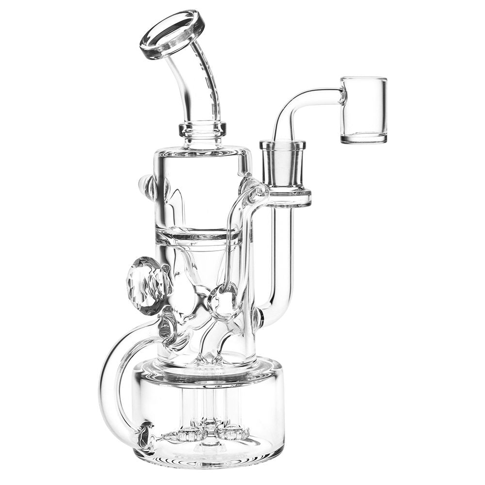 Pulsar Debonaire Diamond Triple Perc Glass Recycler Dab Rig - 9" / 14mm F / Clear - Discreet Smoker