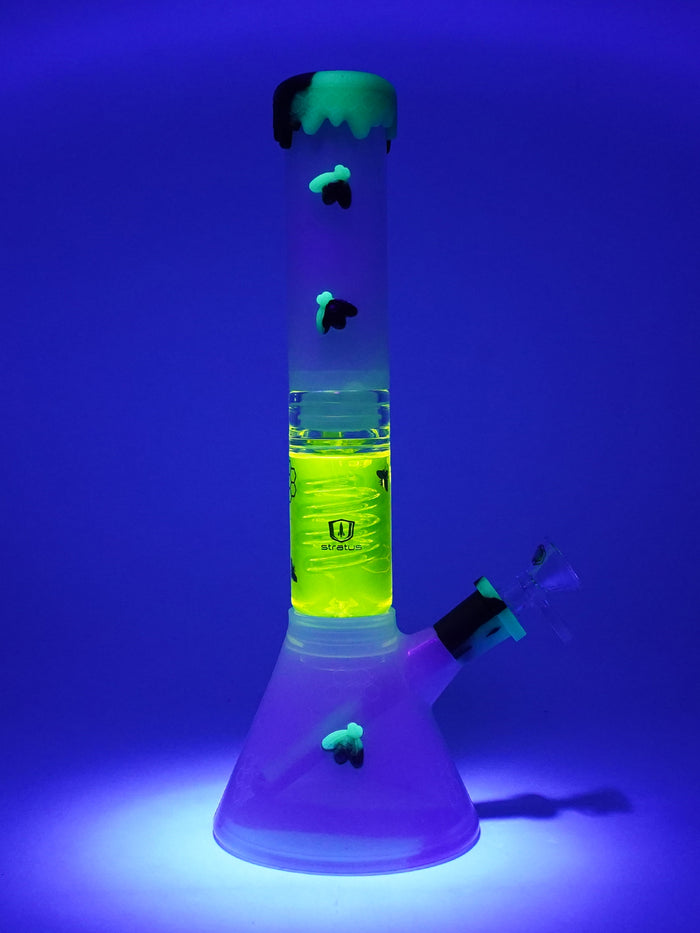 Stratus Silicone Bee Clear Freezable Perc Bong, UV Slime