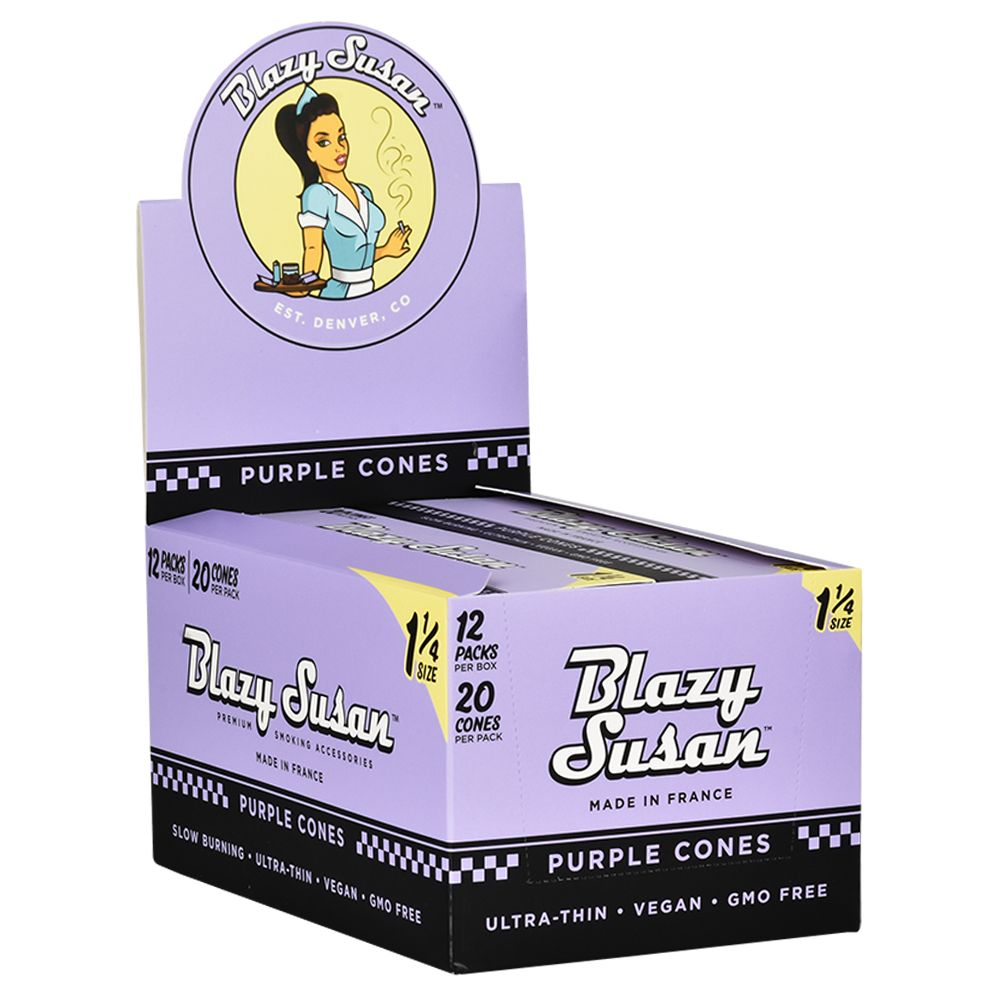 Blazy Susan Pre-Rolled Cones Slide Box | 1 1/4 | 20pc | 12pk Display Blazy Susan Pre-Rolled Cones Slide Box | 1 1/4 | Cone