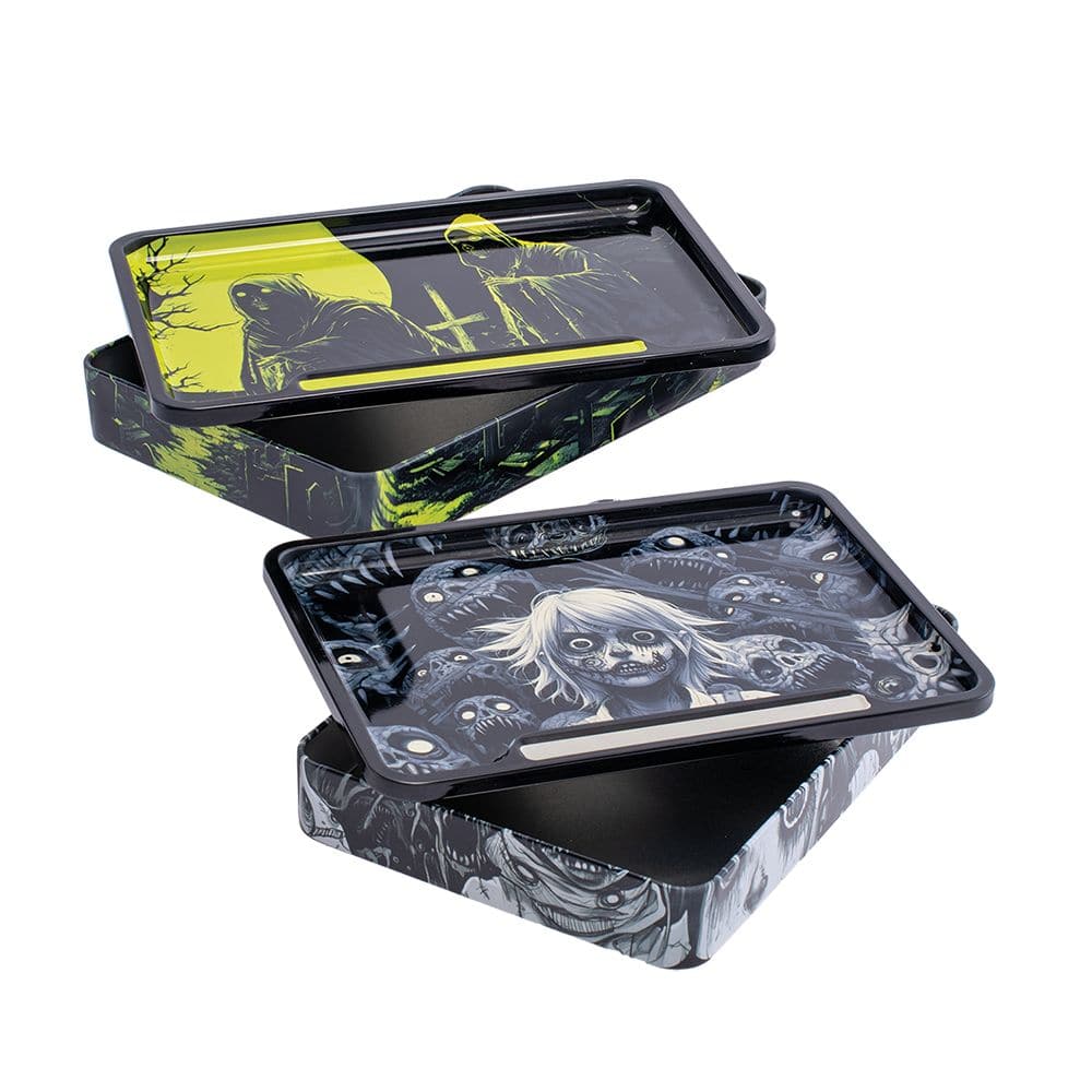 Fujima Rolling Tray Stash Box - Horror Designs / 8"x5.75" 6ct - Discreet Smoker