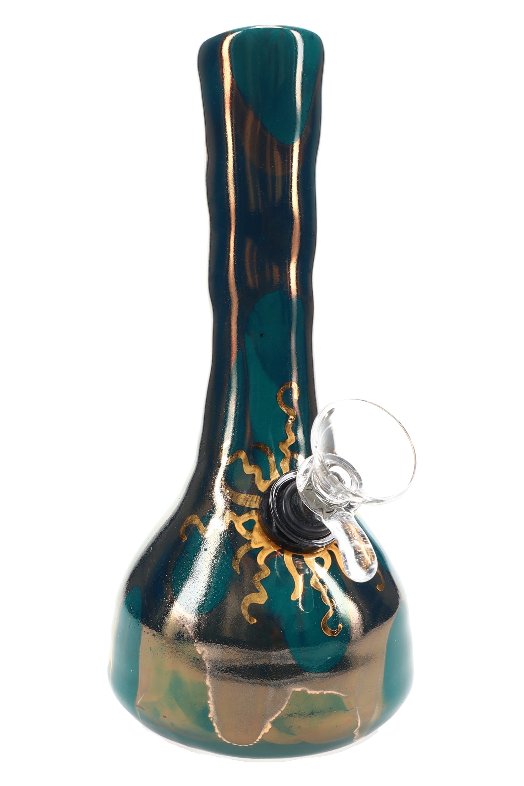 Ancient Creations Ceramics 6″ Ceramic Beaker Bong – 22K Gold – US-Made - Discreet Smoker