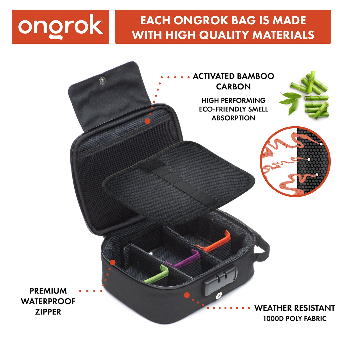 Ongrok Large Carbon-Lined Case with Combo Lock - Discreet Smoker