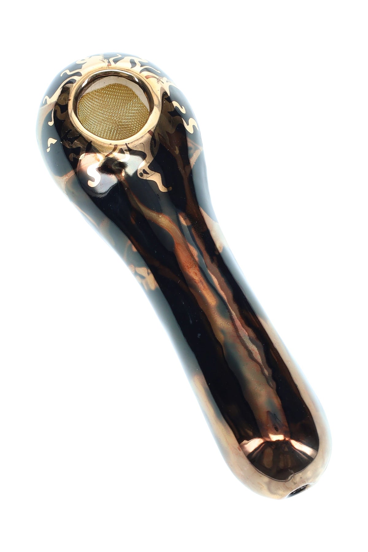 Ancient Creations Ceramics 4″ Ceramic Spoon Hand Pipe – Brass Screen – US-Made - Discreet Smoker