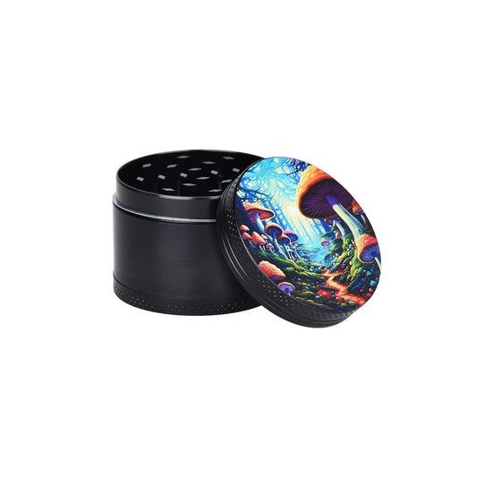 Mushroom Forest Glass Beaker Water Pipe Smoking Set - 7.75" / 14mm F - Discreet Smoker