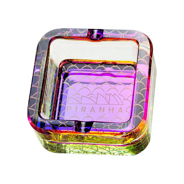 Piranha Scales Cube Glass Ashtray | 2.8", Rainbow