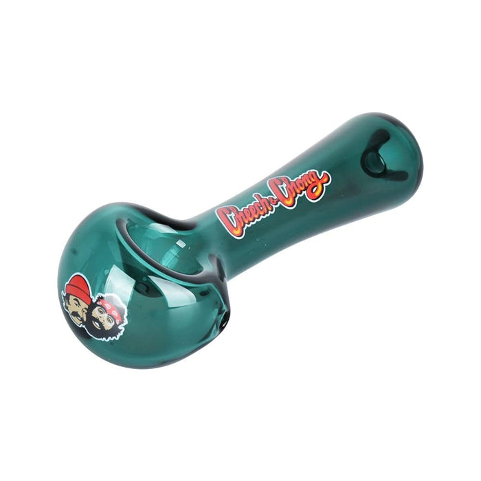 Cheech & Chong Glass Happy Herbs Spoon Pipe | 4.5", Teal
