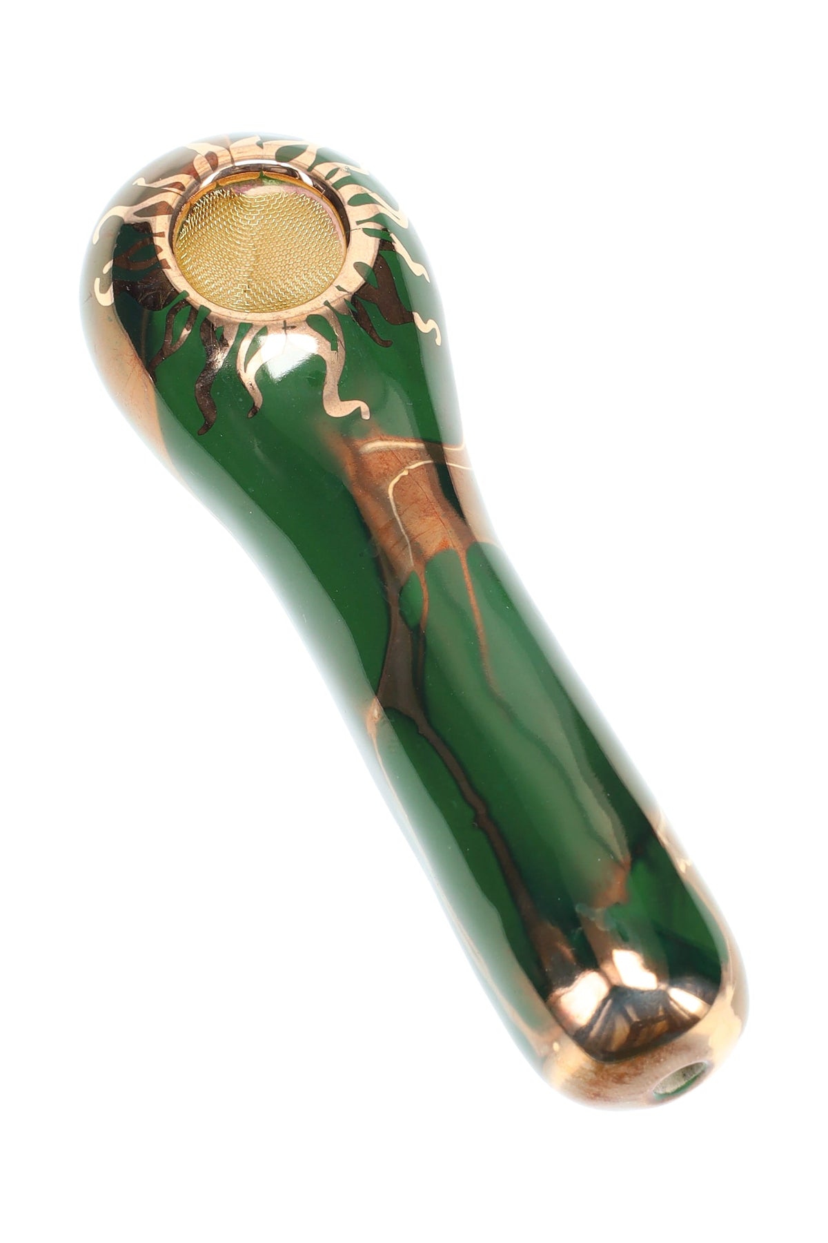 Ancient Creations Ceramics 4″ Ceramic Spoon Hand Pipe – Brass Screen – US-Made - Discreet Smoker
