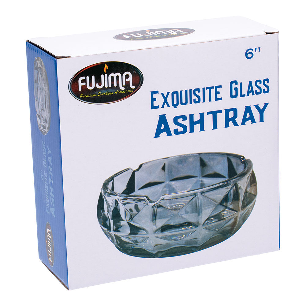 Fujima Exquisite Faceted Glass Ashtray - Clear Smoke / 6" - Discreet Smoker