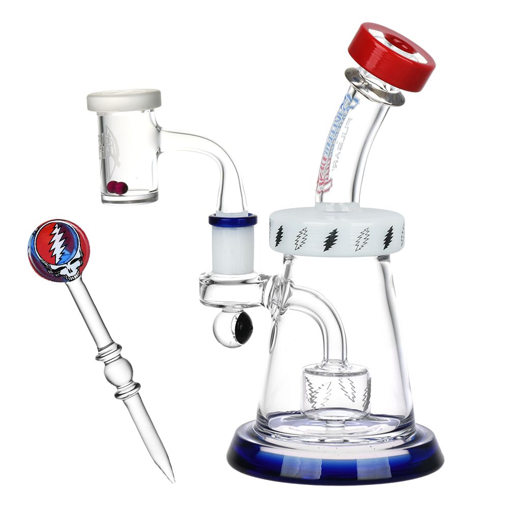 Grateful Dead x Pulsar Lightning Bell Dab Rig Set - 7.5" / 14mm F - Discreet Smoker