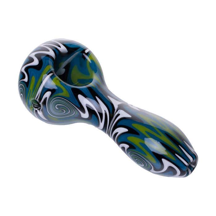 Human Grade Spoon Pipe Model A, Wig Wag - Blue Green
