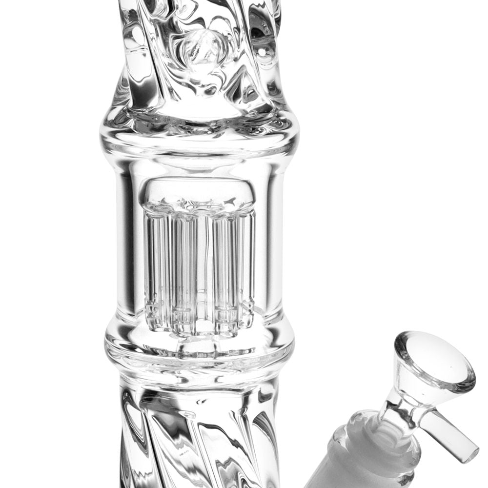Translucent Twisty Jellyfish Perc Straight Glass Water Pipe | 13.75" - Discreet Smoker