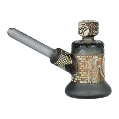 Lookah Glass Sacred Scarab Black Etched Bubbler - 3.75" - Discreet Smoker