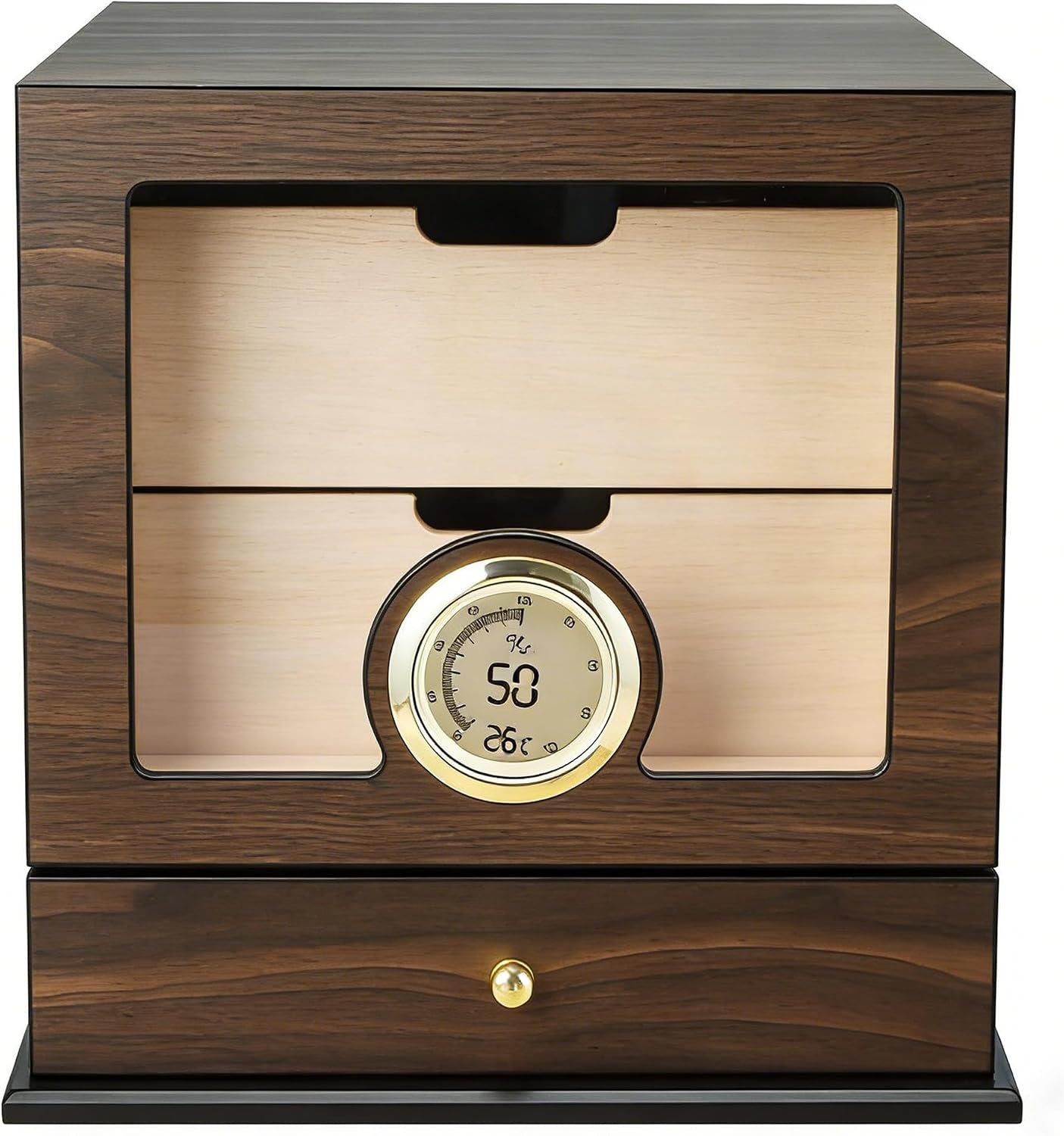 Cedar Wood Cigar Humidor Cabinet 80-100 Cigars Capacity, Desktop Cigar Storage with Digital Hygrometer, Humidifiers and Drawers, Perfect Men'S Gift for Christmas Father'S Day