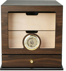 Cedar Wood Cigar Humidor Cabinet 80-100 Cigars Capacity, Desktop Cigar Storage with Digital Hygrometer, Humidifiers and Drawers, Perfect Men'S Gift for Christmas Father'S Day