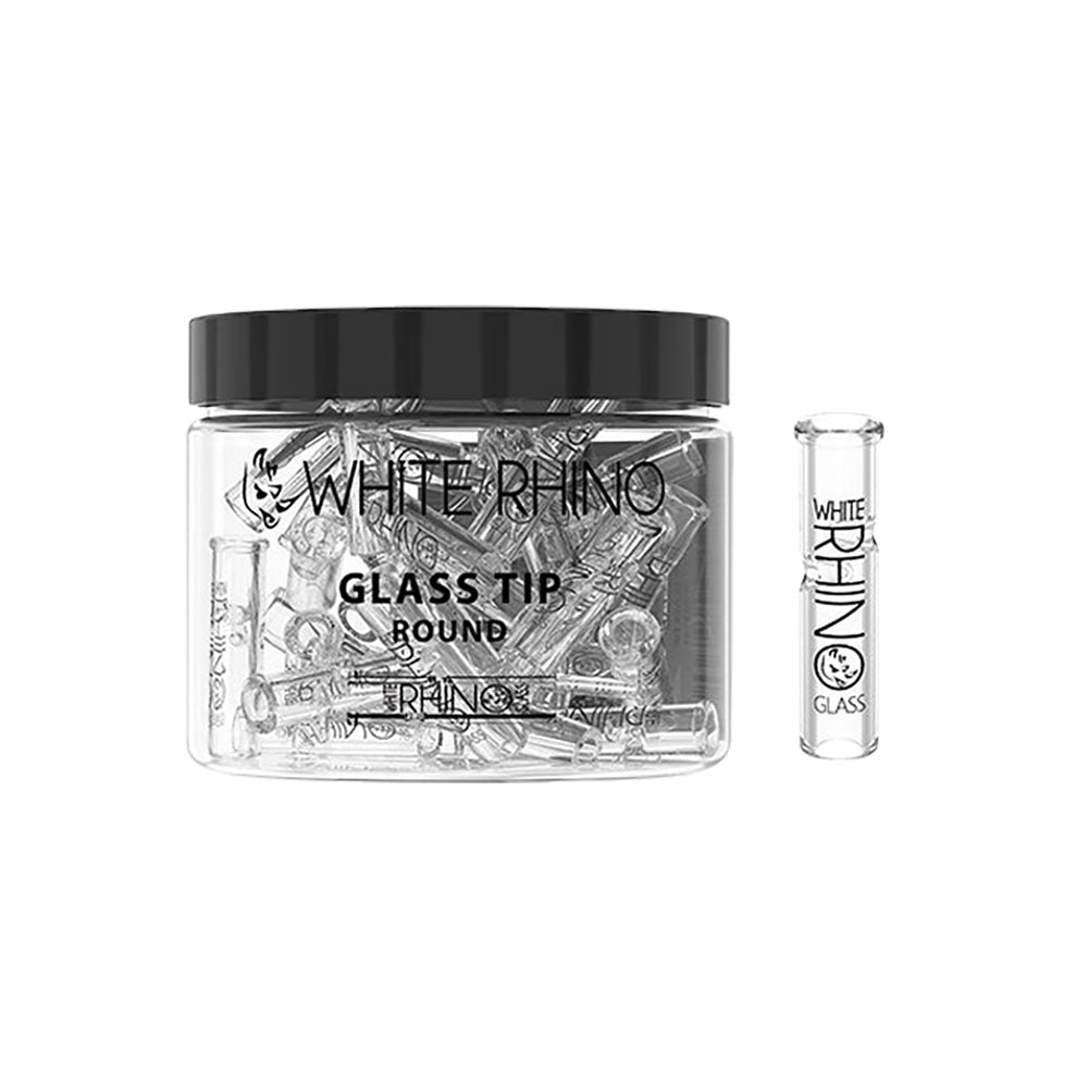 White Rhino Glass Tip | 50pc Jar - Discreet Smoker