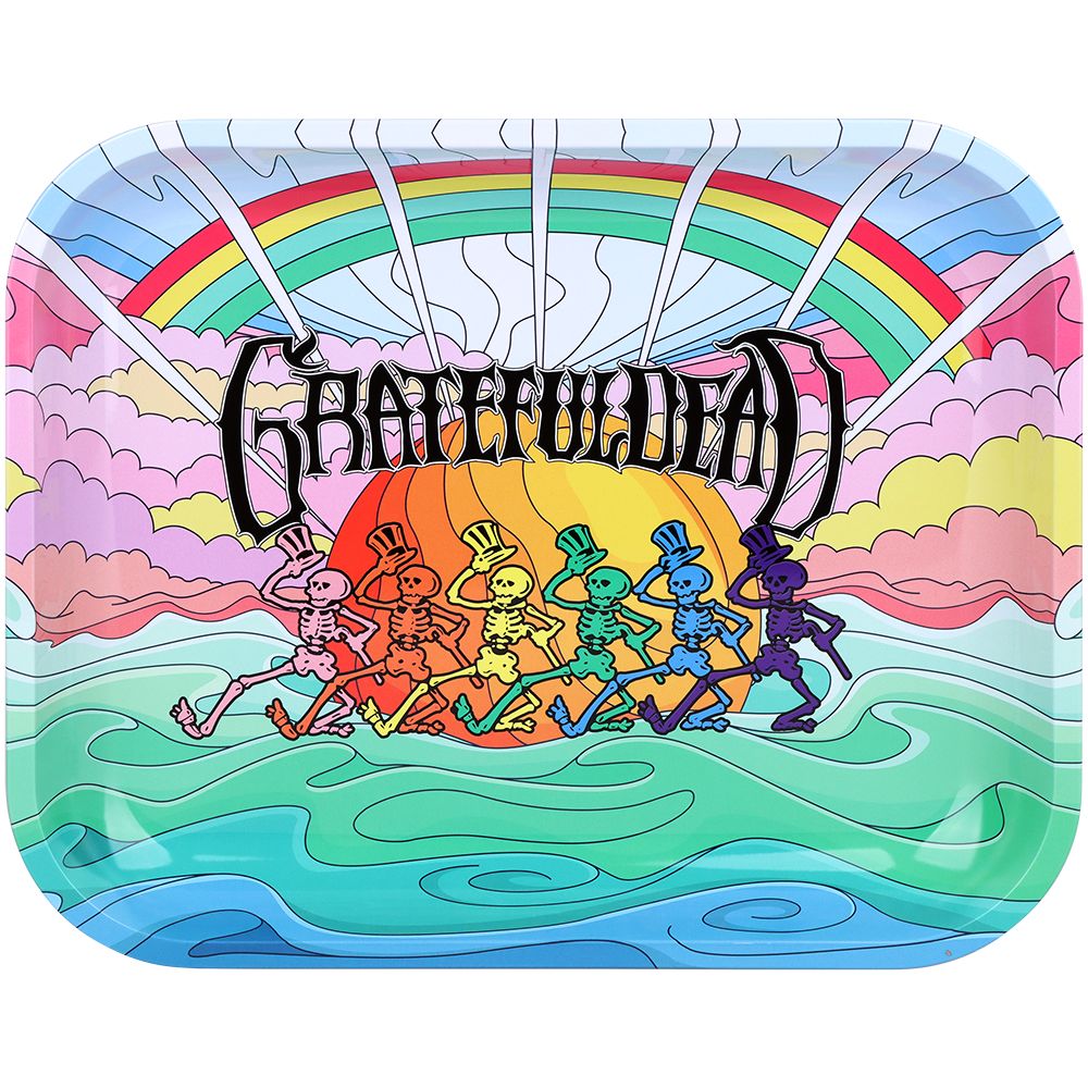 Grateful Dead x Pulsar Large Metal Rolling Tray - Under The Rainbow / 13"x11" - Discreet Smoker