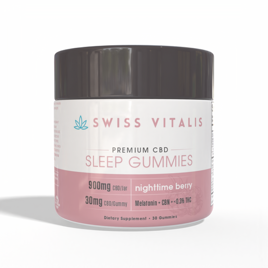 Swiss Vitalis  Sleep Gummies - 30 Count CBD+CBN+THC+Melatonin - Discreet Smoker