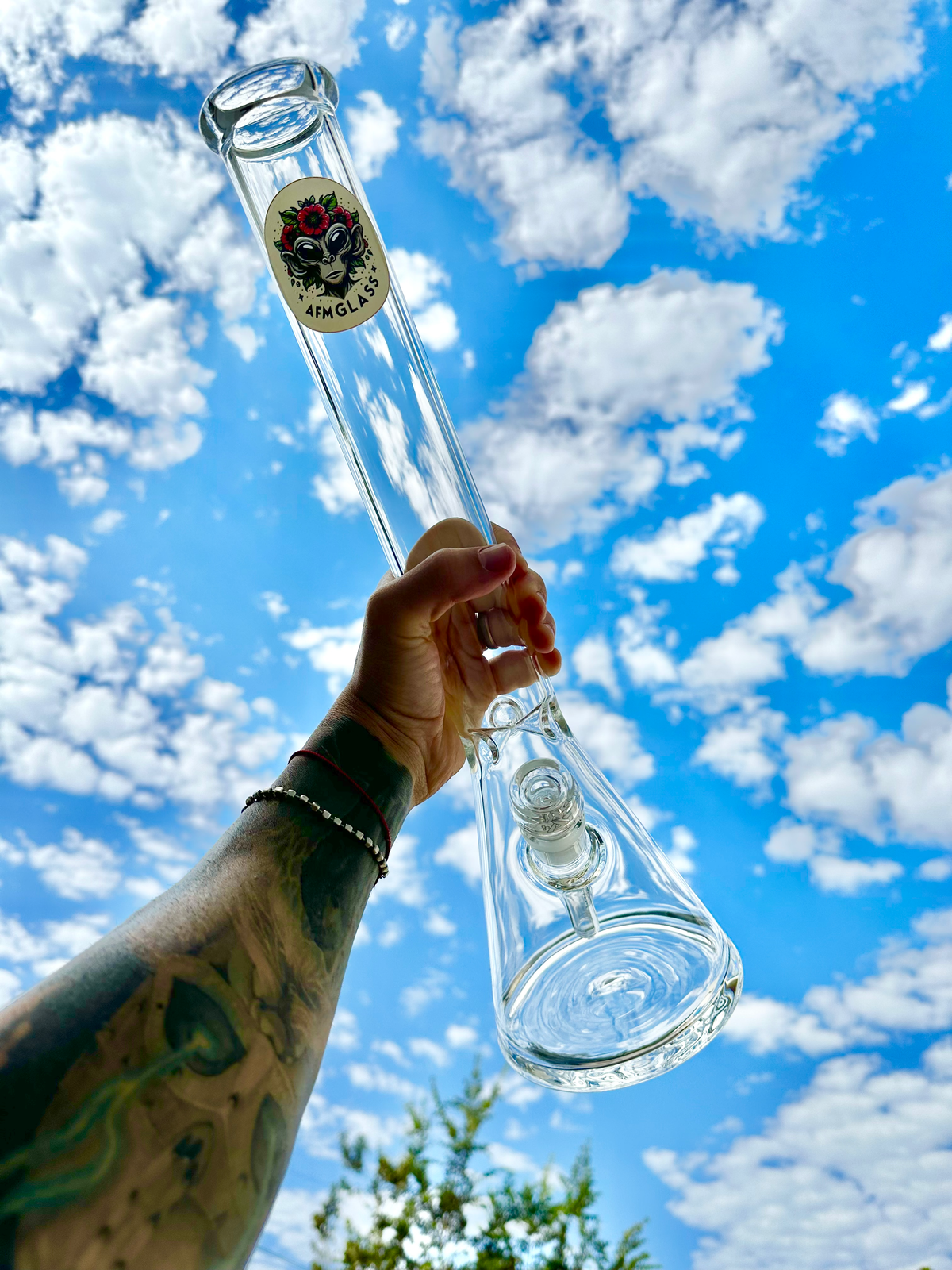 18" AFM OG Clear Glass Beaker 5mm - Discreet Smoker