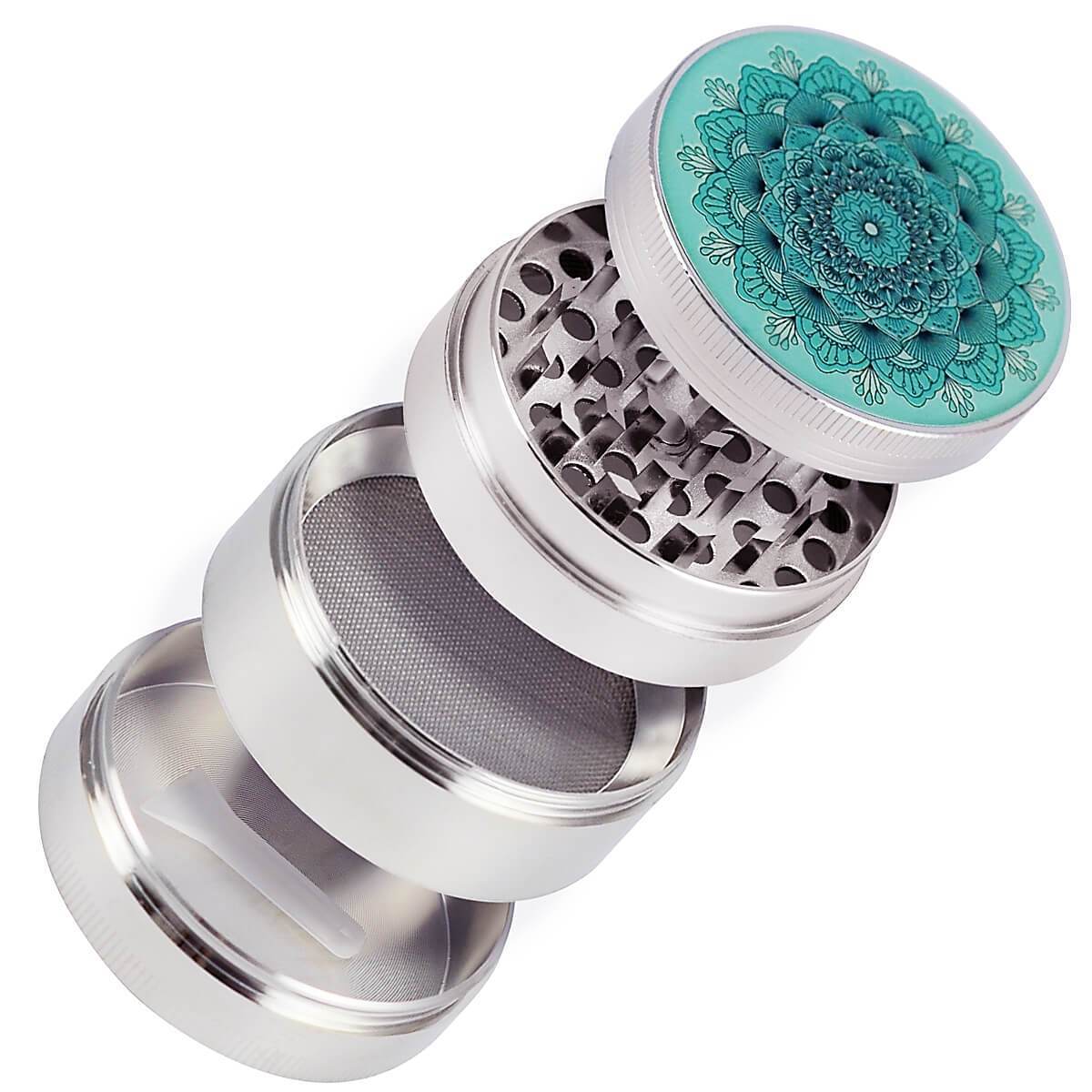 Mandala Grinder Silver - Discreet Smoker