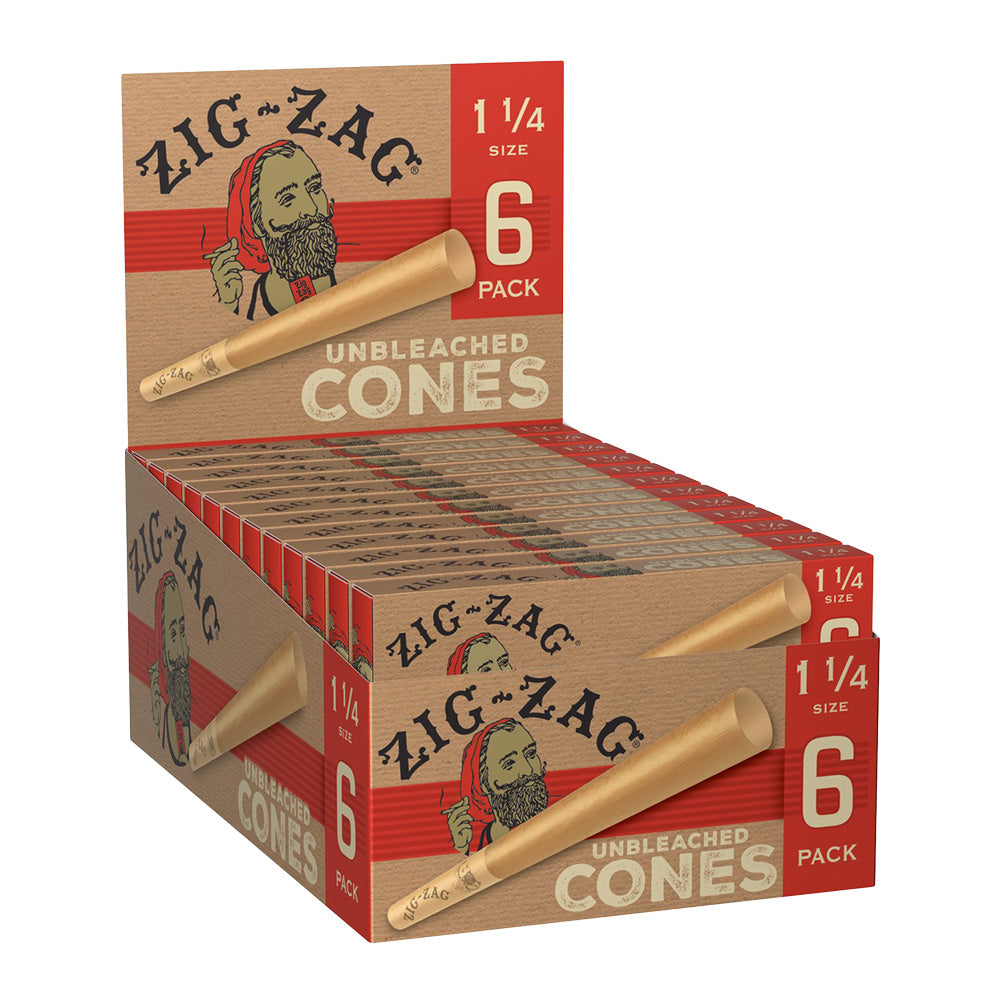 Zig Zag Unbleached Paper Cones - 6pk / 1 1/4" 24pcs - Discreet Smoker