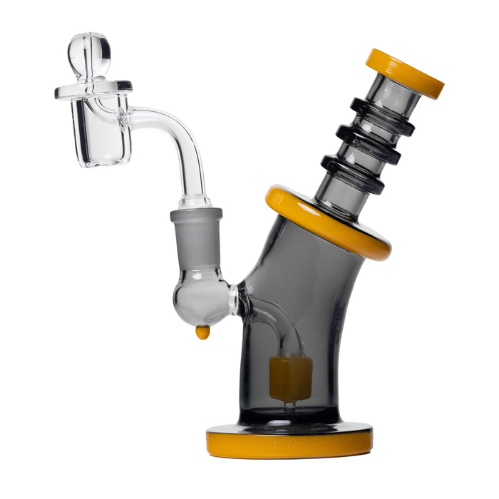 Human Grade 6.25" Bent Neck Dab Rig, Smoke with Orange Accent