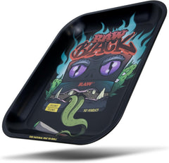 RAW Black Rolling Tray - Limited Edition Monster Design for Pre-Rolled Cones, Wrap Papers, and Accessories - Large - 14 X 11 Inches
