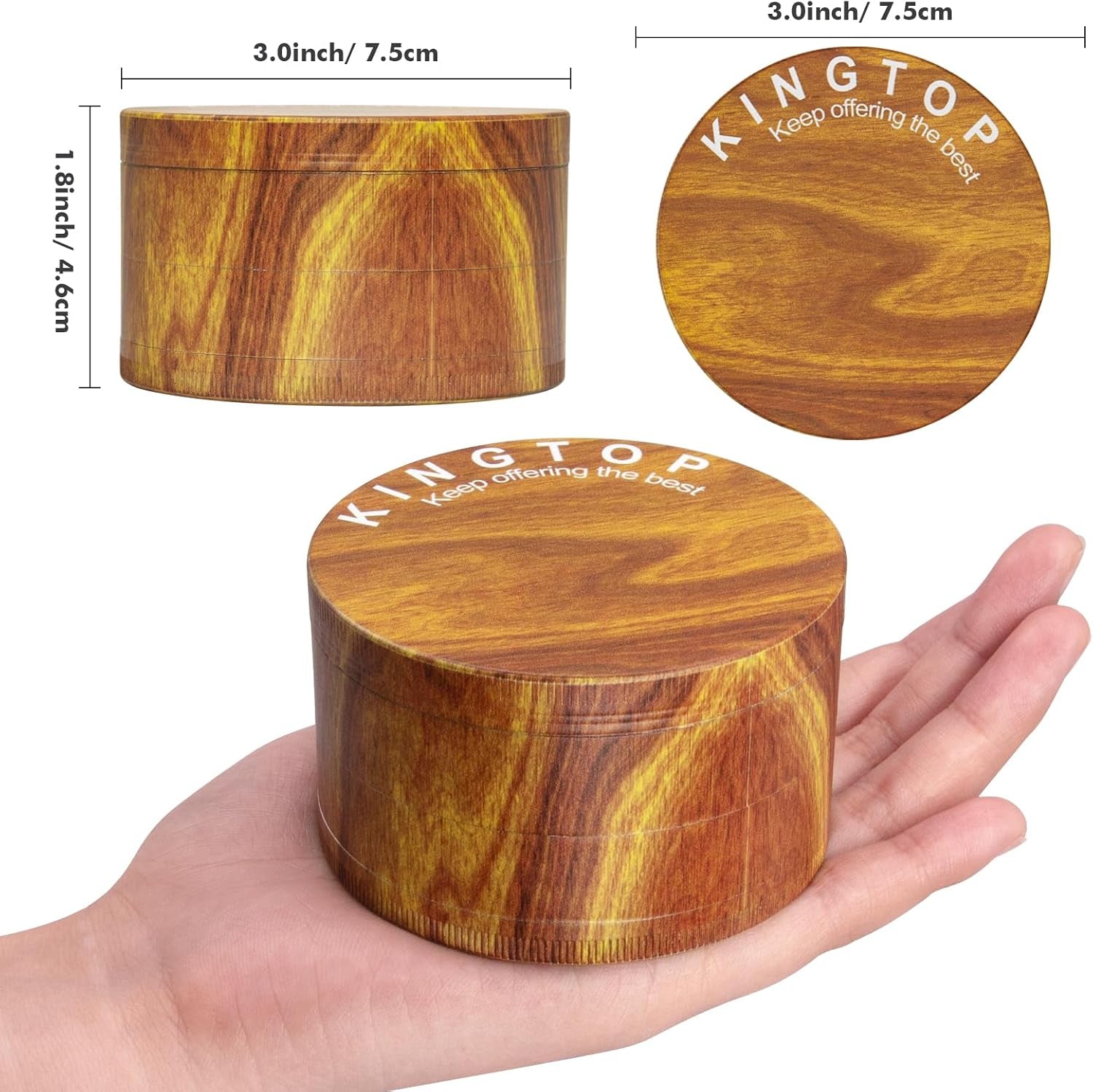 Grinder, Large 3" Spice Grinder (Wood Grain Brown)