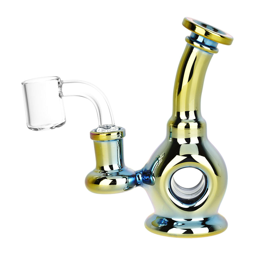Time Warp Electroplated Glass Mini Dab Rig | 4.75" | 14mm F | Colors Vary - Discreet Smoker