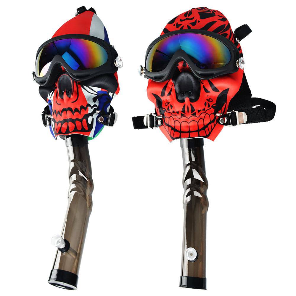 Ski Goggle Gas Mask w/ Acrylic Water Pipe - 18"/Assorted Styles - Discreet Smoker