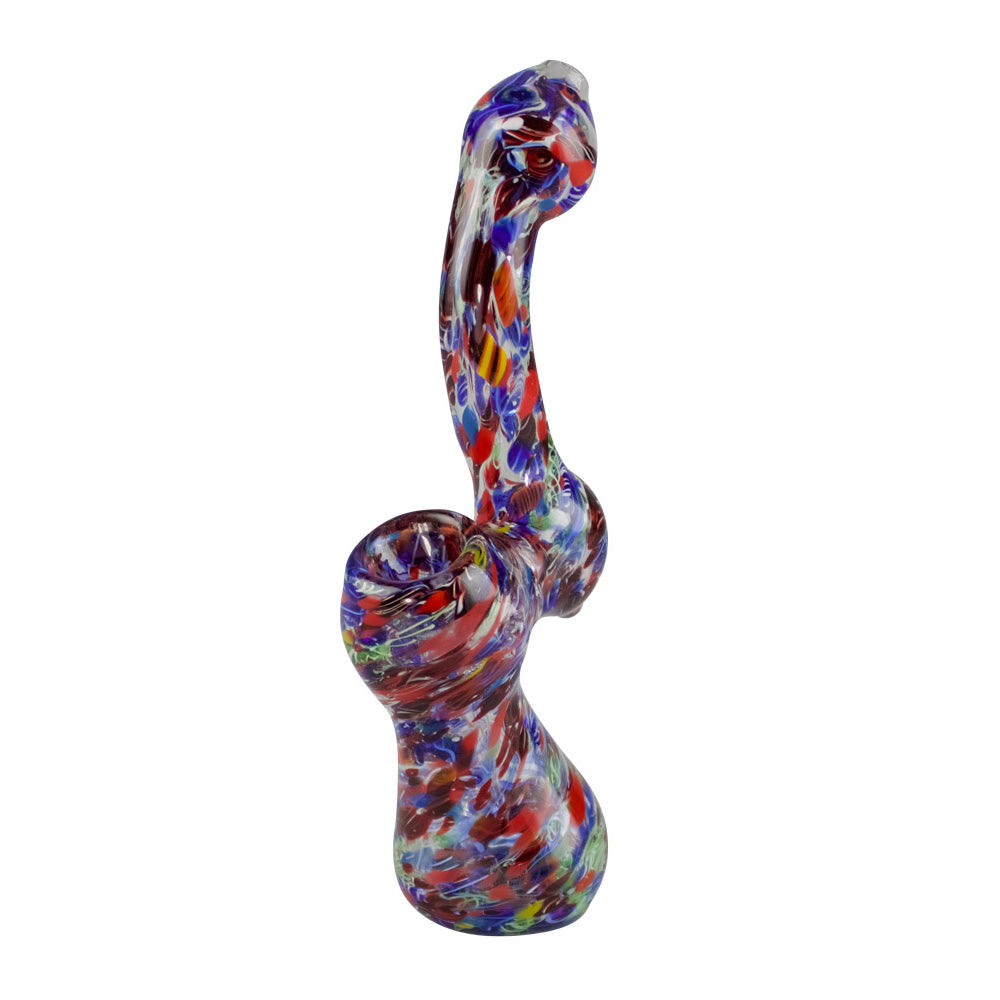 Splatter Frit Bubbler Glass Pipe - Discreet Smoker