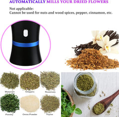 Electric Herb Grinder COMPACT for Flower Buds, Usb-Rechargeable, 2Pcs 1.7Oz Glass Herb Chamber - Ideal for Everyday Carry