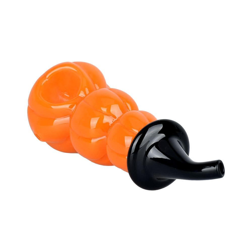 Stacked Jack-O-Lantern Glass Hand Pipe - 5" - Discreet Smoker